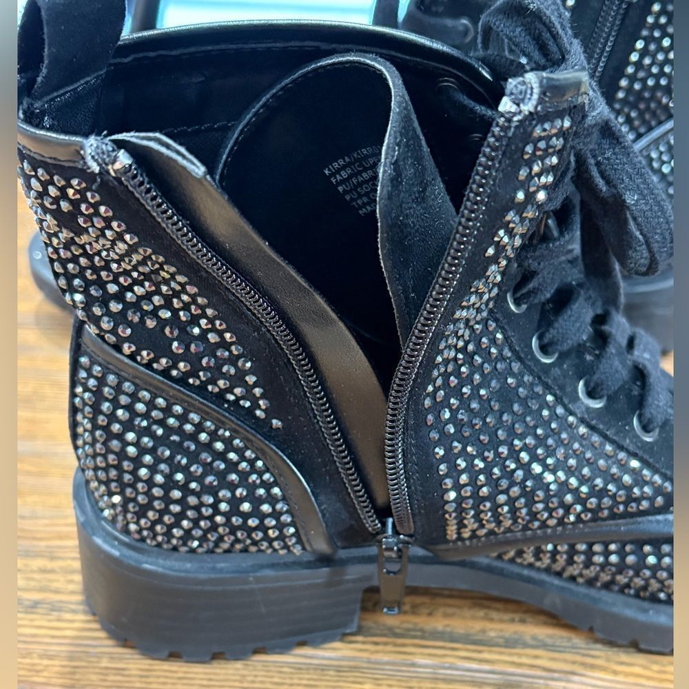 Madden Girl Kirra Black Lace Up Studded Boots - Picture 5 of 12